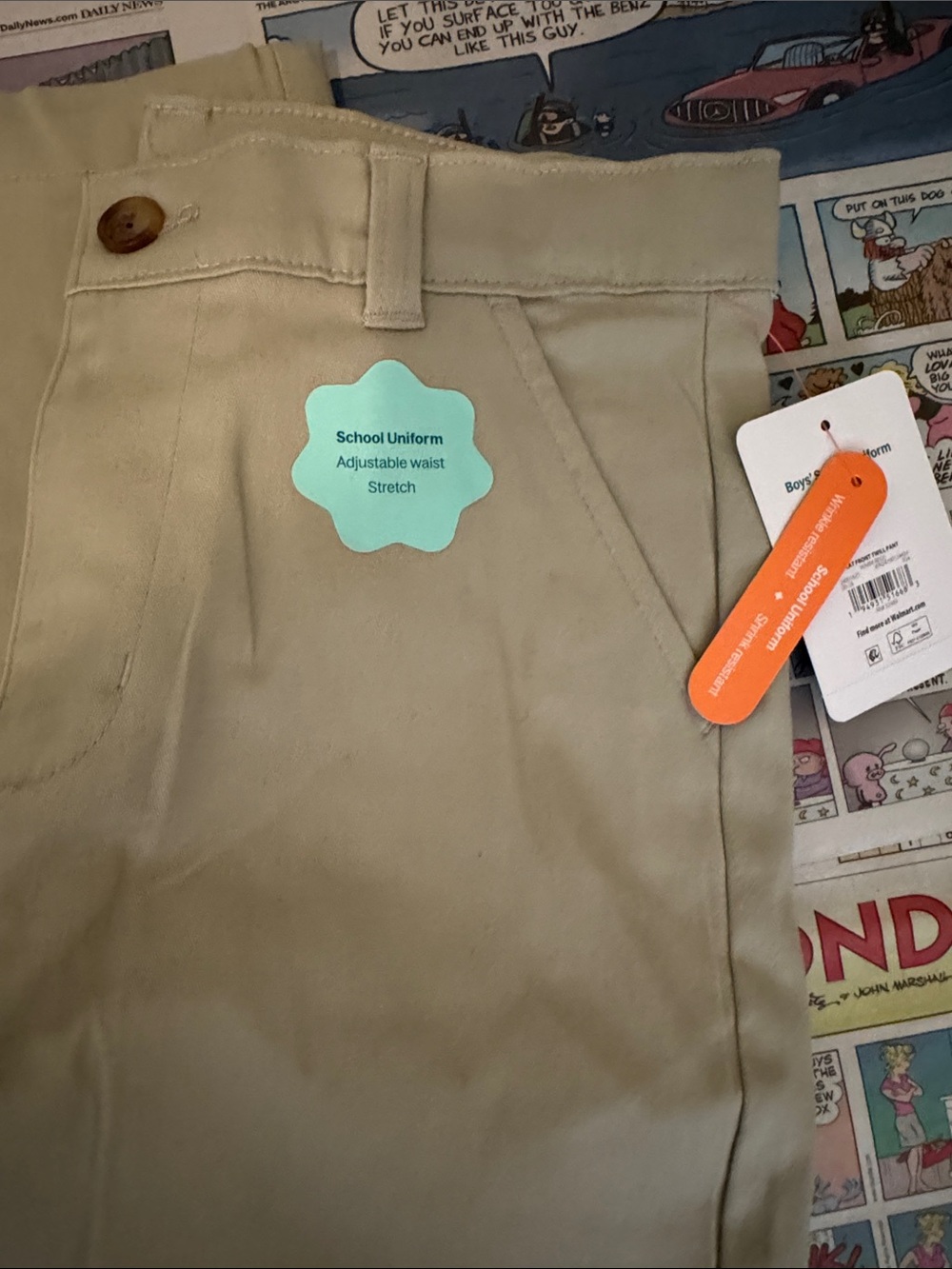 wonder nation Khaki School Uniform Pants with Adjustable Waist